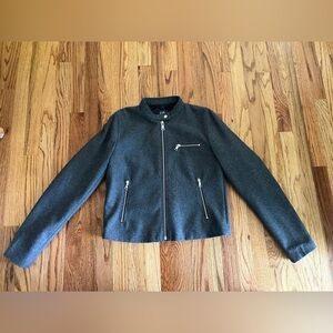 Gap Wool Blend Moto Biker Gray Jacket Size: Medium
